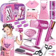 Kit Coiffure Enfant Fille Jouet avec Sèche-Cheveux Lisseur Miroir Peigne Cise...