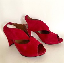 Gelati Red Suede Peep Toe Heels – Size 36.5 EU / 6 US – Made in Italy