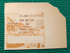 BILLET MATIÈRE - BON MATIERE POUR 50 unités - SECTION DU BOIS - non émis TTB+
