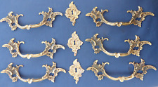 6 poignées 3 entrées laiton style Louis XV tiroirs meuble commode 22,7 cm