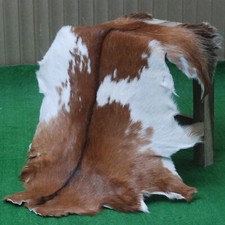 Fait à la Main Tricolore Peau de Chèvre Tapis – 100% Naturel à Poils