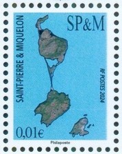 St Pierre Miquelon 2024 Carte de l' Ile x1T. Neuf ** - Non vendu par Philaposte