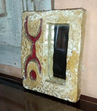 Miroir vintage en céramique Galerie Palissy Vallauris c.1960