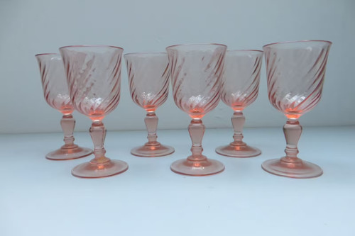 Lot verres pied - rose, à