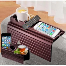 Plateau de canapé 2 en 1 en bois avec plateau amovible en bambou antidérapant...