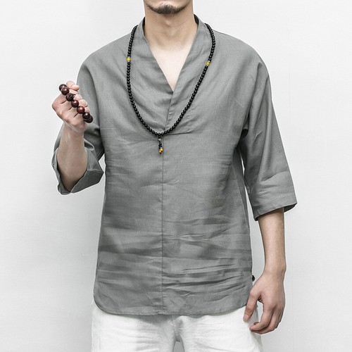 Hommes manche col v kung - 3/4,