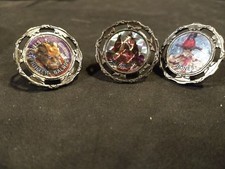 3 Die Cast Metal Spin Fighters Tops:  Power Ranger Bones,Street Fighter Balrog, 