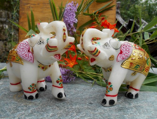 Paire éléphants marbre - d'ÉlÉphants,