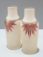 - BELLE PAIRE de VASES ART DECO VERRE Granité Frises gravées émaillées LEGRAS? D