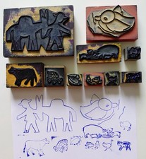 10 Anciens Timbres Encreurs Scolaires (Animaux divers)