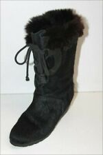 Boots Neige Vintage Fourrées Laine  Fourrure Poils Rase Noirs T 37 TTBE