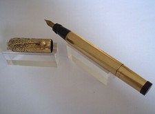 STYLO PLUME SAFETY FABRICATION ITALIENNE PLUME OR 14 CT CAESAR PLAQUE OR K206