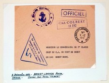 CROISEUR LE COLBERT  FRANCE CACHET NAVAL OBLITERATION POSTE ENVELOPPE 20B