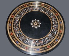 36 " Noir Marbre Table Top Incrustation Art Travail Main Décor Maison Jardin