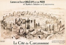 11 CARCASSONNE CHEMIN DE FER D ORLEANS ET DU MIDI AFFICHE DE