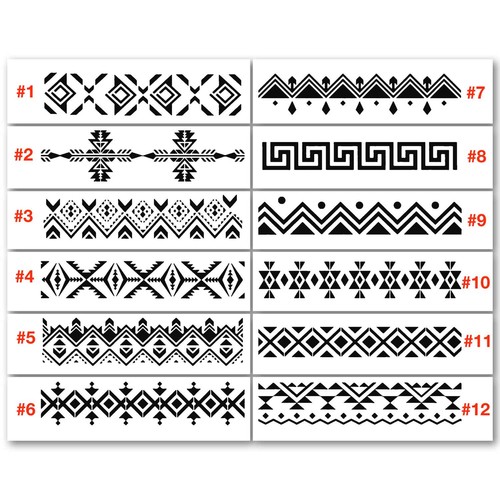 Tribal border stencil set - tribal,