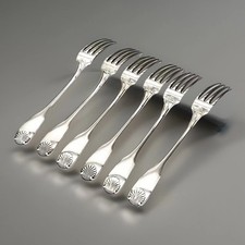 6 FOURCHETTES VENDOME COQUILLE CHRISTOFLE métal argenté longueur 20,5 cm Lot N°2