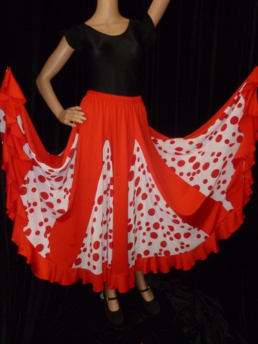 Red and white flamenco - white, skirt