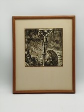 Tableau Encre Sur Papier Francis Rose Crucifixion Jesus