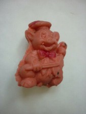 Figurine gomme ESSO GLUPS  - DISNEY  COCHON MUSICIEN   VERSION ROSE 