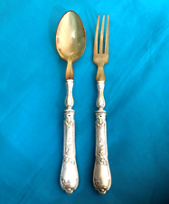 couvert de service à salade ART NOUVEAU métal argenté BOULENGER modèle CHARDONS