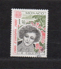 Stamp / Timbre MONACO Sidonie Gabrielle COLETTE oblitération ronde