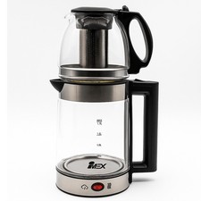 Théière en verre 1.7L + 0.8L Bouilloire 1500W 360° Filtre inox sans fil