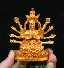 3.1''Old Tibet Bronze Gilt 18