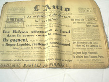 l'auto 14/07/1937 TOUR DE FRANCE  BARTALI , LAPEBIE  , cyclisme ciclismo