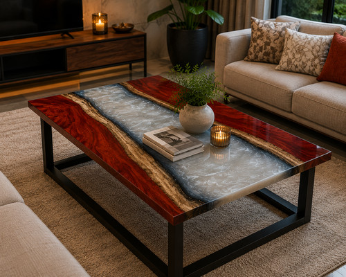 Table basse rivière - , époxy