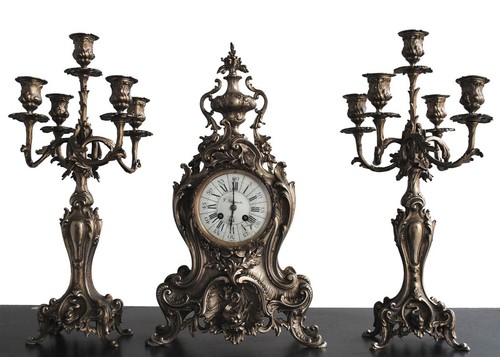 Pendule garniture rocaille - rocaille, en