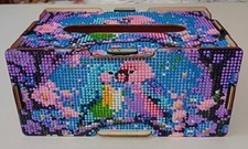 Boite à mouchoirs en papier en bois avec collage perles diamants - 23x14x11 cm