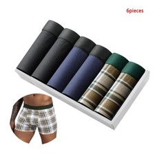 Lot 6 Boxers Homme Noirs 2024 Coton Doux Respirants Sous-Vêtements Confortables