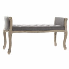 Banquette DKD Home Decor   Naturel Gris foncé Bois d'hévéa Toile 109 x 44,5 x