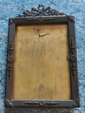 Ancien cadre laiton style Louis XVI décor floral & ruban