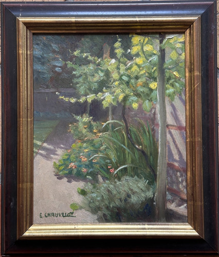 Tableau ancien paysage jardin - paysage,