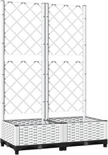 Jardinière avec treillis PP blanc 80x40x121,5 cm bac surélevé drainage