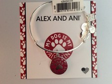 Alex And Ani Mon Chien Est Mon Valentin Bracelet Argent Brillant Étiquette Boîte