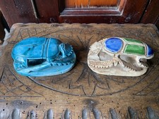 BELLES STATUETTES SCARABÉES EGYPTE IEROGLIFES  - Taille 4,5 x 9 cm