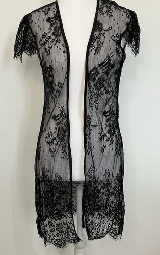 Black lace kimono duster - kimono,