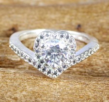 1.17 CT / 6 MM Certifié Blanc Diamant Solitaire Forme Coeur Rond Cut Femmes