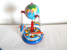 ANCIEN JOUET Miniature en Tôle Manège 3 AVIONS Mécanique