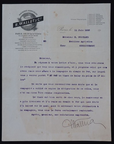 Billhead facture paris 1910 - billhead,