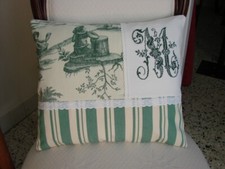 COUSSIN Toile de Jouy verte