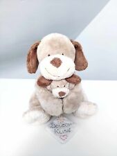 Peluche/Doudou Chien Et Chiot/Bébé Beige Oreilles Yeux Nez Marron 23cm - Nicotoy