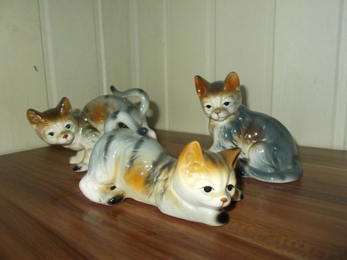 Porcelaines chat gris roux - 3,