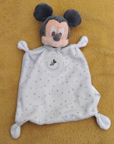 Doudou plat mickey bleu blanc - plat,