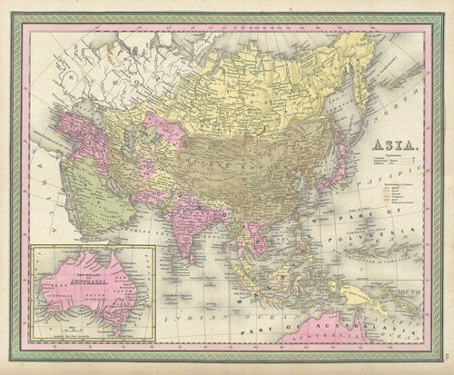 1849 mitchell map - map, asia