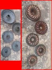 Rare Série 5 Moules Cuivre trottier  Moules Savarin 19e Gâteau Collection 