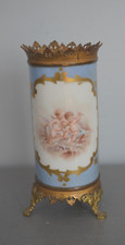 Vase Rouleau Porcelaine Bronze Doré DLG Sèvres Décor Angelot  Putti XIX éme